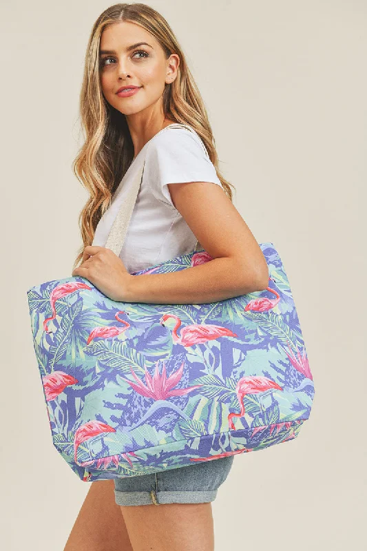 Luxury silk evening clutches with intricate beading and floral designs for a refined look -Tropical Flamingo Tote Bag