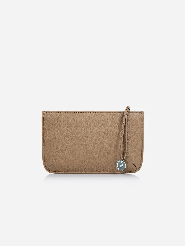 Compact clutch bags with chain straps for hands-free convenience at evening events -Multi-Function Vegan Leather Clutch | Beige