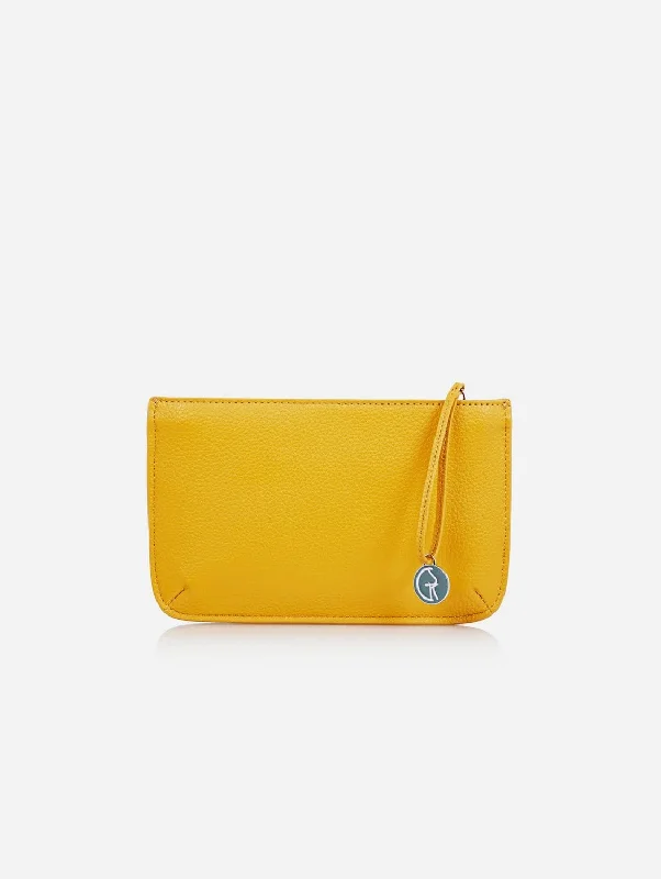 Classic silk evening bags with smooth textures for upscale events and parties -Multi-Function Vegan Leather Clutch | Mustard