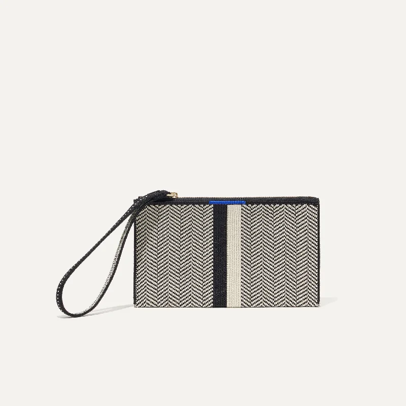 Bold and unique evening clutches with unconventional shapes for a statement-making appearance -The Wallet Wristlet - Mist Herringbone