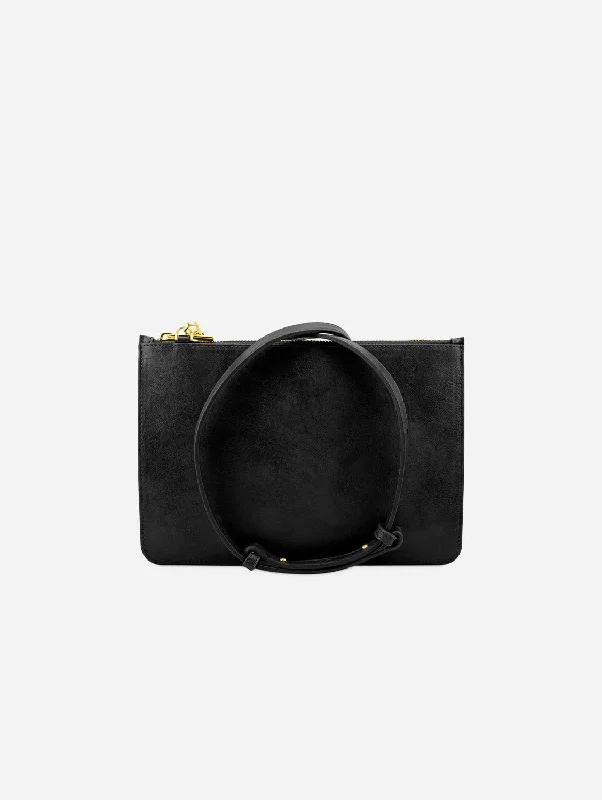 Simple leather clutches for formal gatherings with sleek and minimalist designs -Camden Vegan Leather Crossbody Clutch | Black & Cobalt