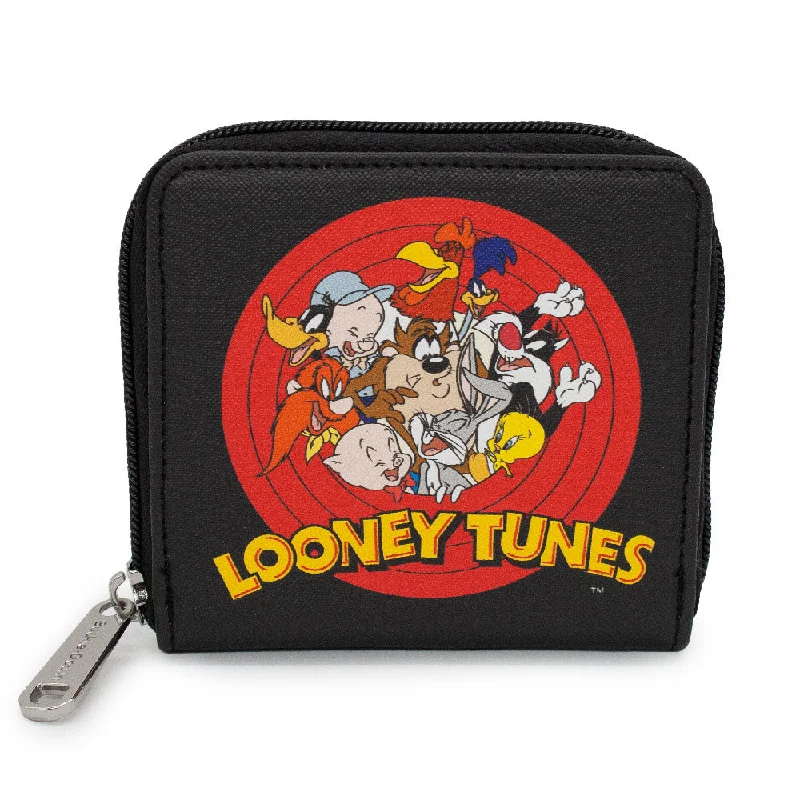 Chic evening clutch bags with polished metallic finishes for a contemporary evening accessory -Women's Zip Around Wallet Square - LOONEY TUNES 10-Character Bullseye Logo