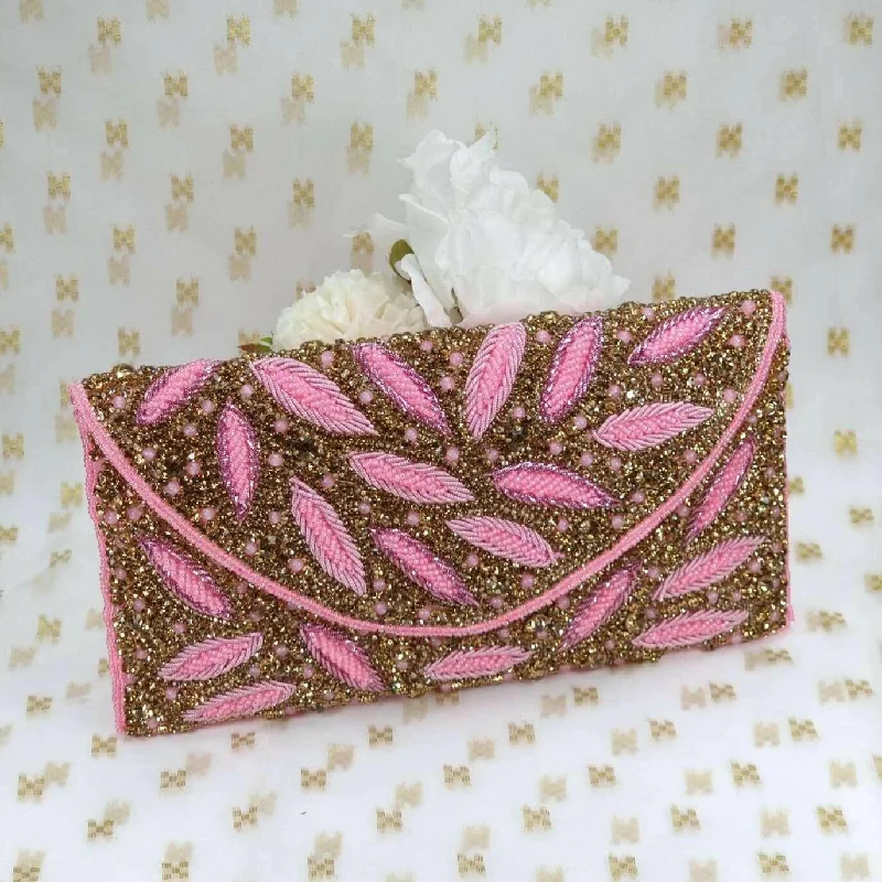 Luxury beaded evening bags with intricate detailing for a standout accessory at events -Zaina Bridal Clutch Pink